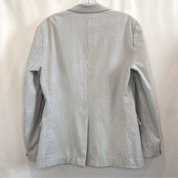 Banana Republic Women's Seersucker Blazer navy and white striped size 38S (M) - Picture 2 of 13